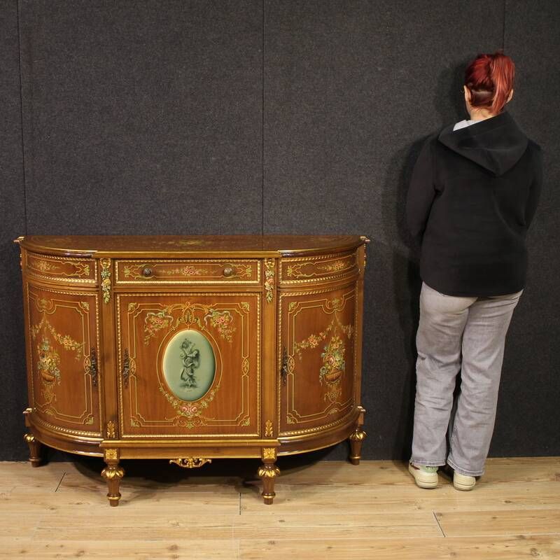 Buffet en bois peint et doré italien du 20e siècle