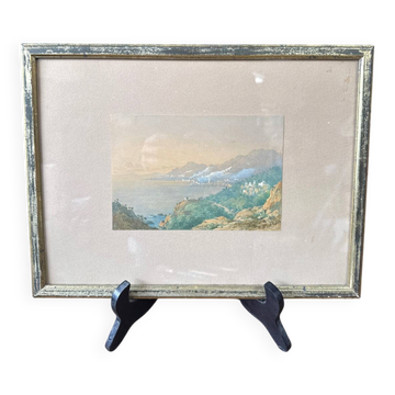 Watercolour C.W. M. Van de Velde Mediterranean coast near Cannes