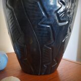 Art Deco vase with foliage, XL size, Accolay, France, 1950s