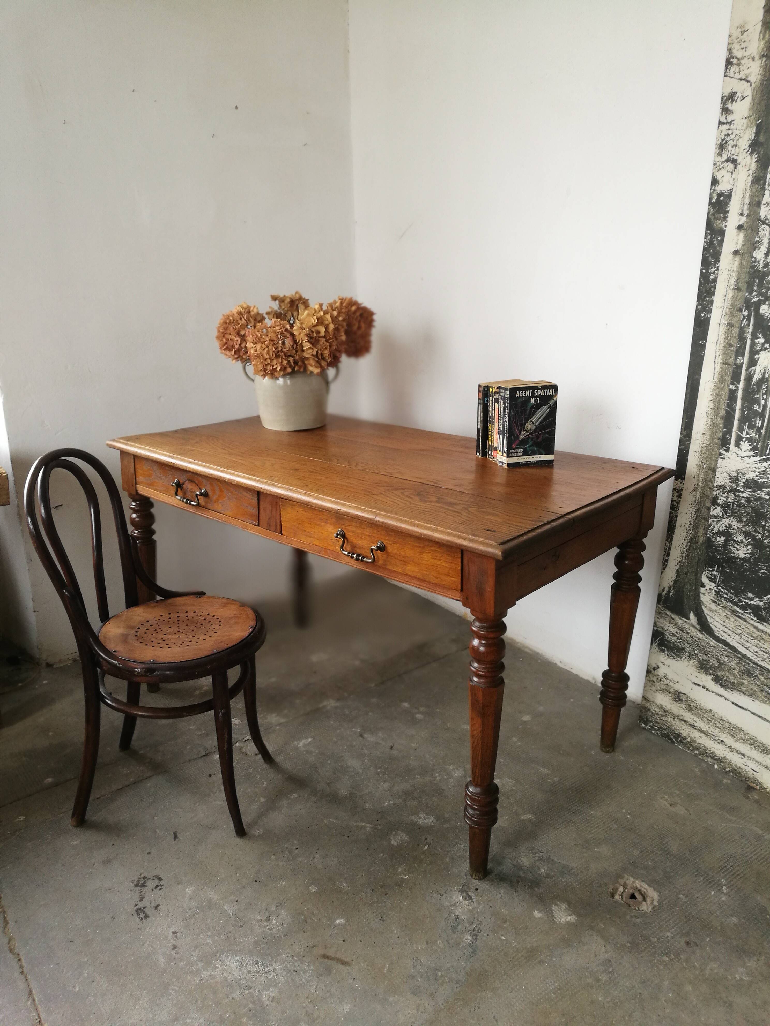 Oak farm table, wooden desk