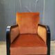 Fauteuil club bois et velour