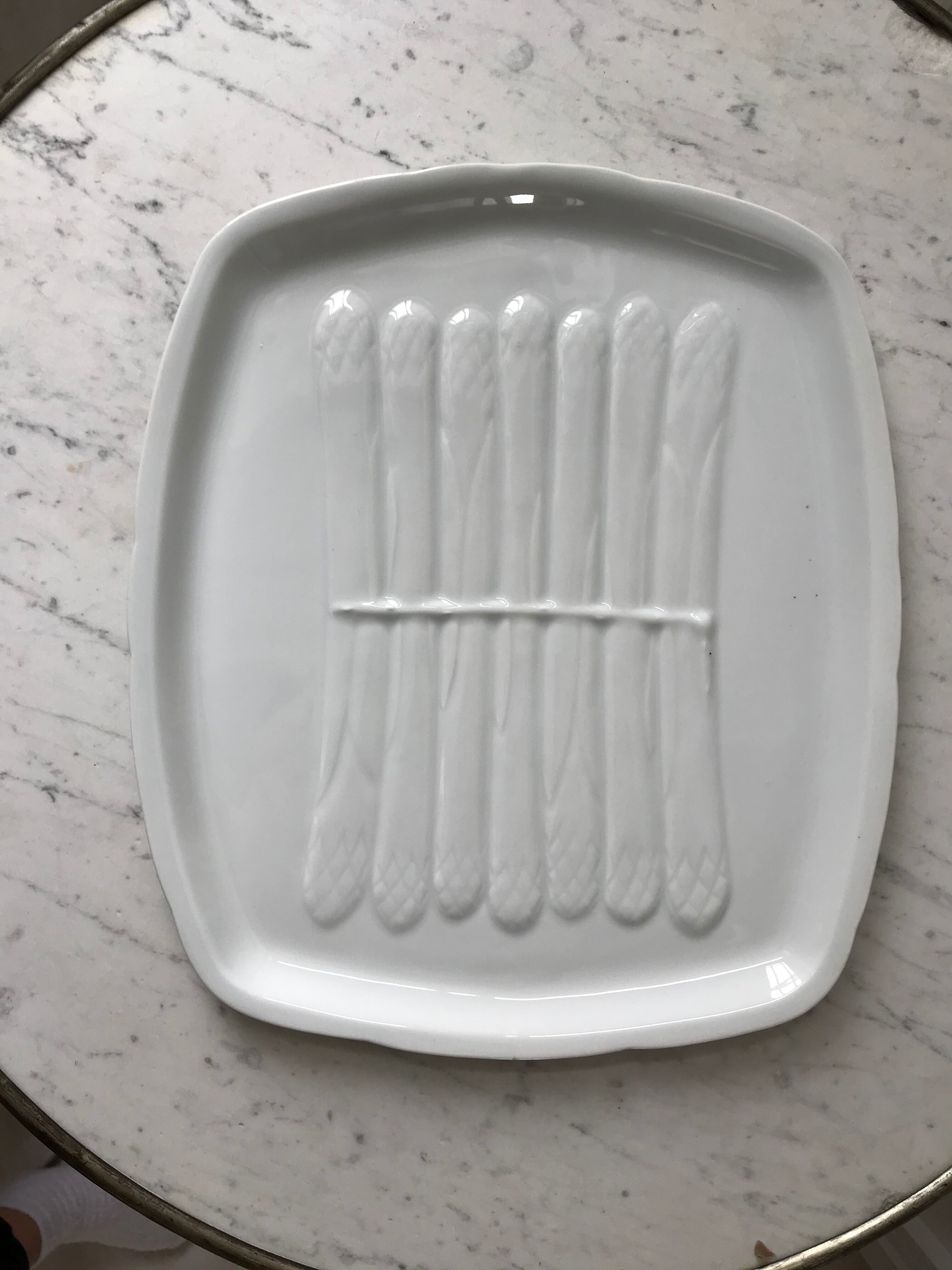 Asparagus dish in slurry early twentieth century