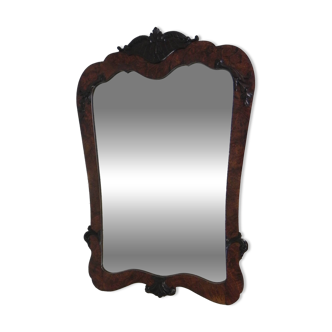 Romantic mirror with faceted glass in a walnut frame, 1942