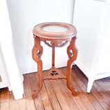 Pedestal table in wood and marble