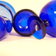 Midcentury collection of eight blue vases by Erik Höglund, Sweden, 1960s.