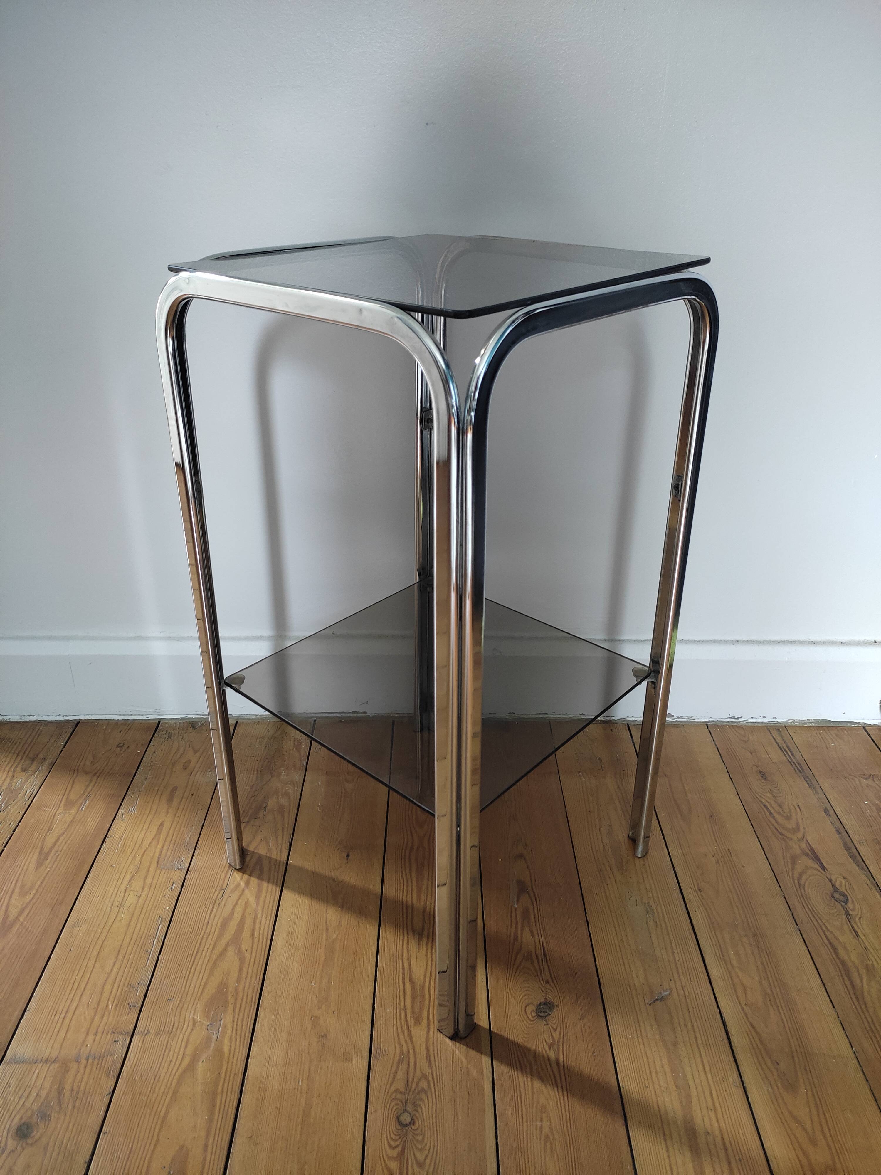 Vintage metal and glass console