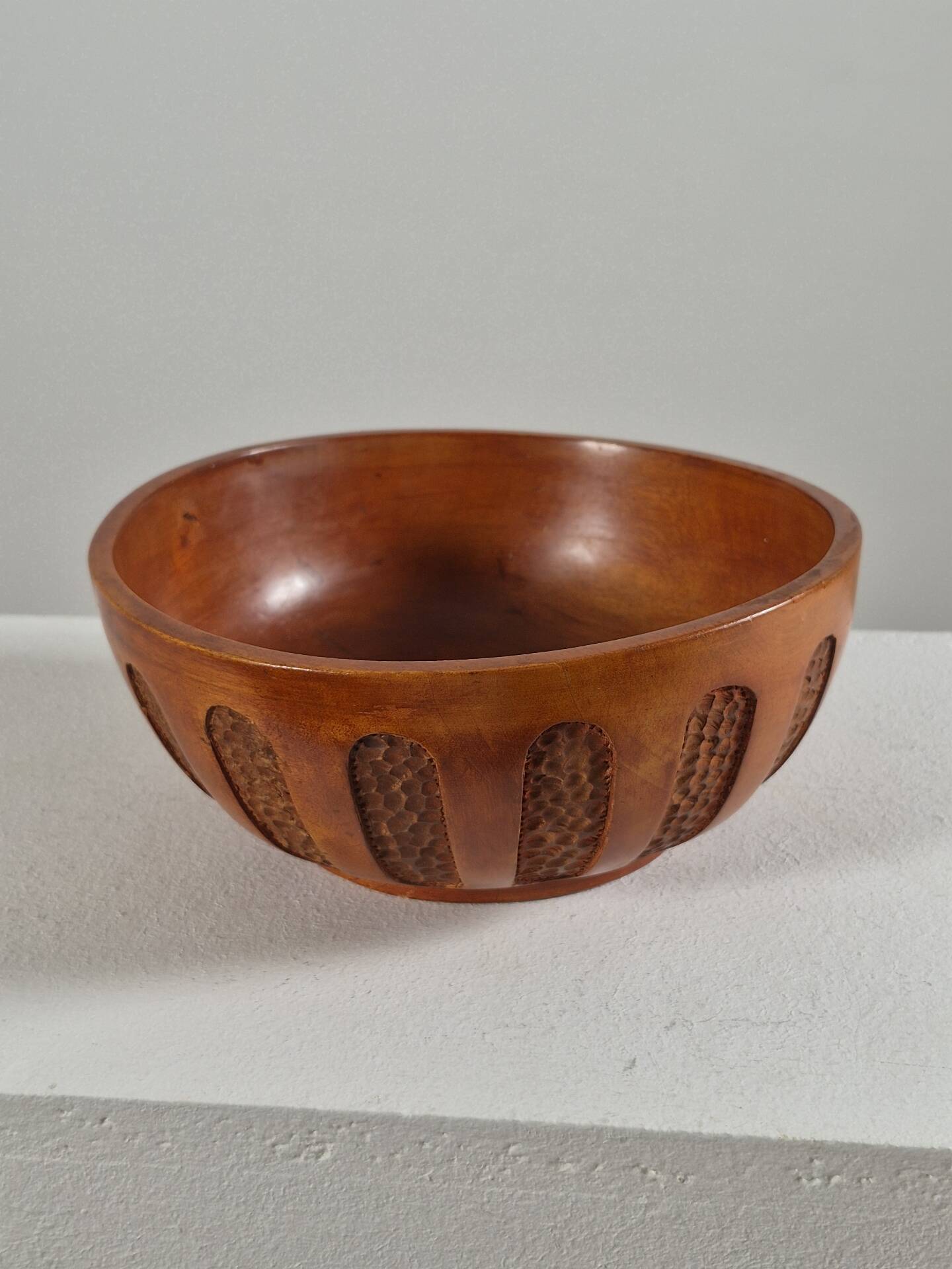 Antique hand carved signed folk art bowl 1930
