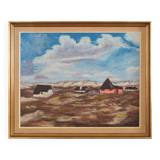 Painting „The Village in the Clouds”, Scandinavian design, 1970s