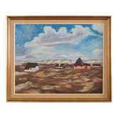 Painting „The Village in the Clouds”, Scandinavian design, 1970s
