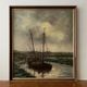 Peinture à l'huile de voilier vintage signée