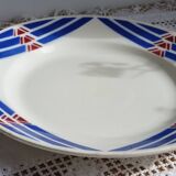 Badonviller round serving dish geometric design blue and red, Stella model