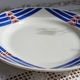Badonviller round serving dish geometric design blue and red, Stella model