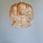 Vintage trio of amber glass pendants, 1960s-70s.