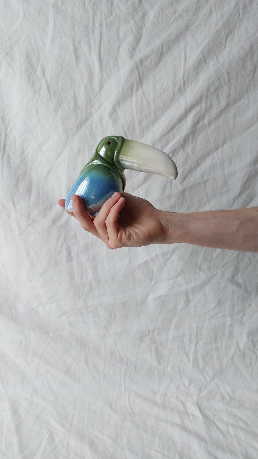 Ceramic Toucan Pastel Iridescent Enamel Decoration