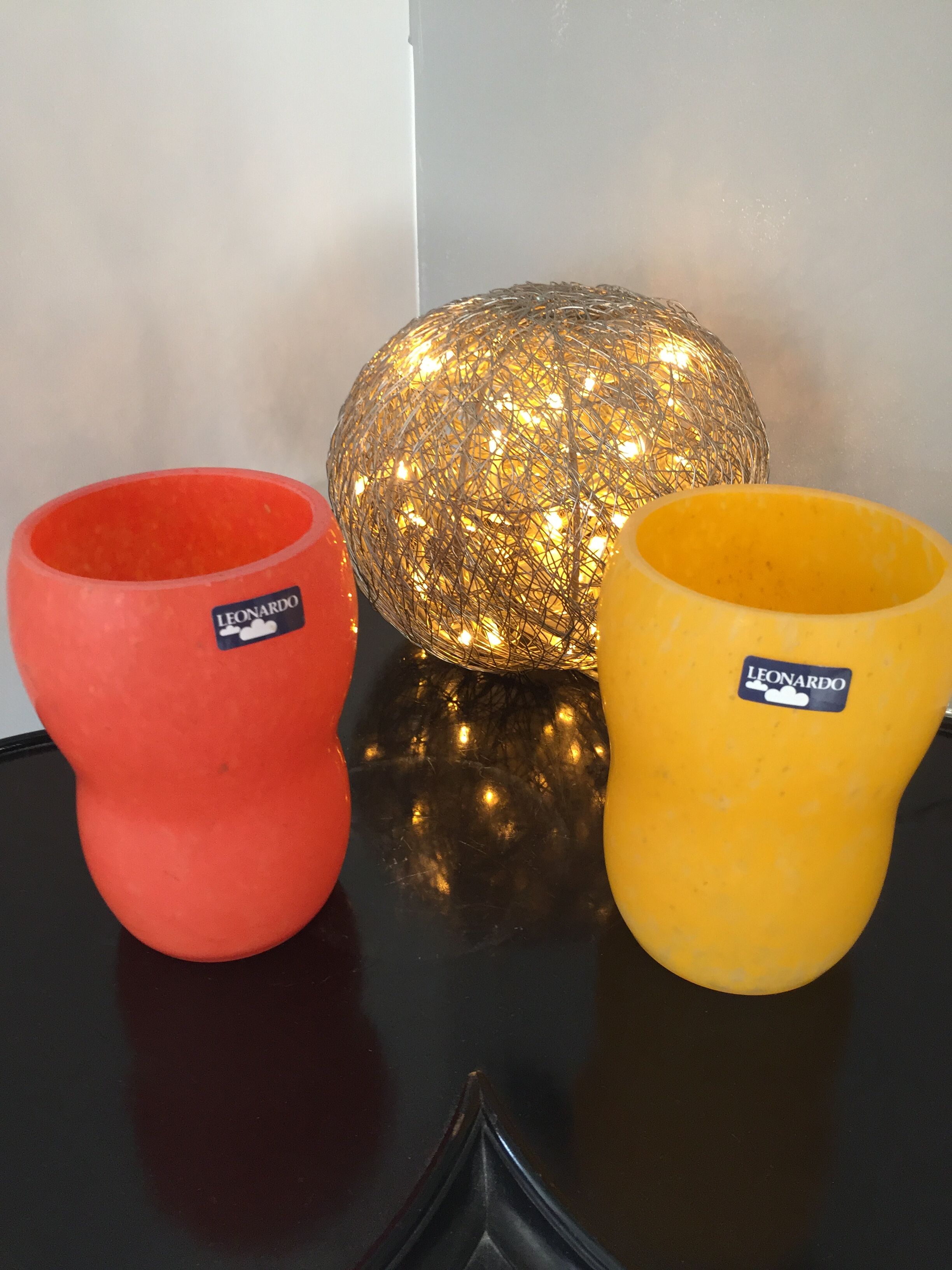 Série de deux vases Léonardo orange et jaune