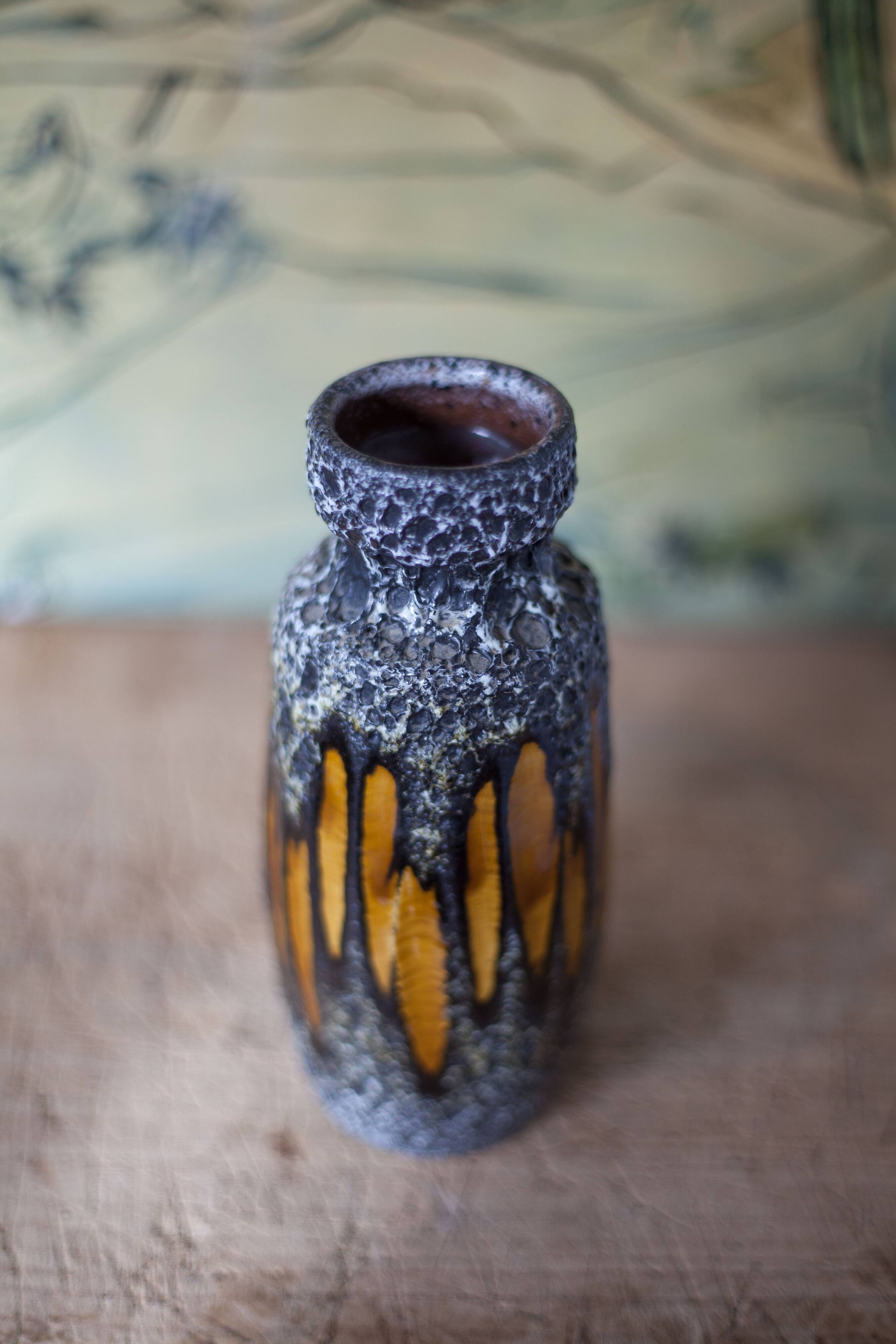 West Germany ceramic vase, fat lava vase, 210-18, flower pot, collection, 60's