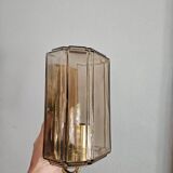 Pair of glass and brass wall lights, 1960s.