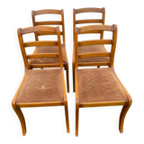 4 solid wood and brown velvet suede chairs in the Louis Philippe style.