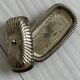 Old English butter dish in silver-plated metal and chiseled crystal.