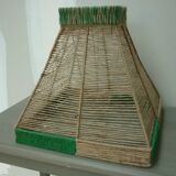 Lampshade pyramid in bistre and green jute thread
