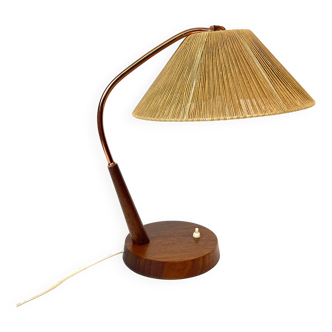 Beautiful Mid Century Teak Sisal shade Desk Lamp by Temde 33 Switzerland 1960