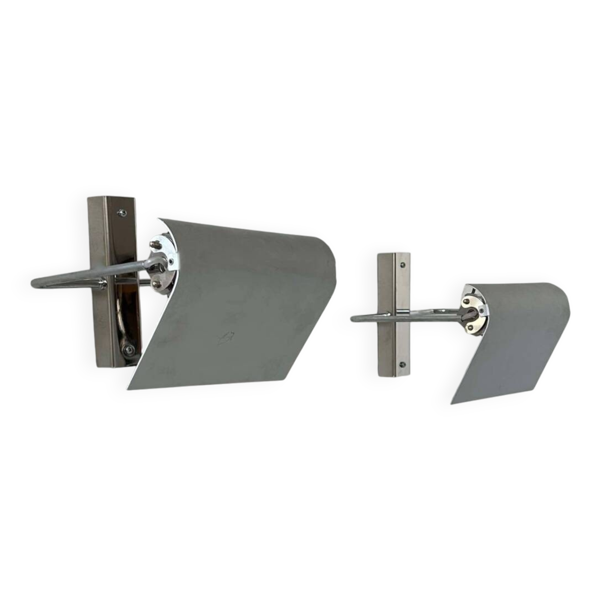 Pair of vintage adjustable wall lights, chrome, Castiglioni Fontana Arte 1972