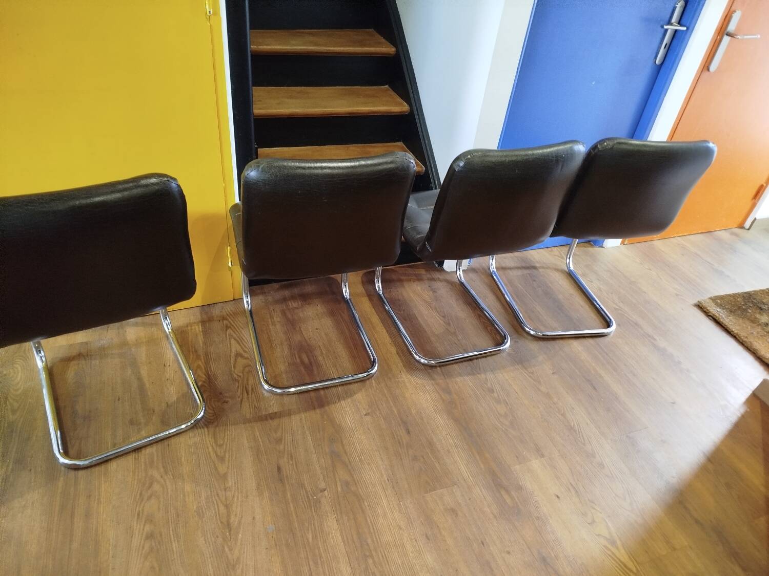 4 vintage 70s design chairs, Bauhaus/Breuer style