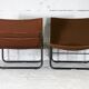 Paire de chauffeuses Kebe Danemark circa 1975 acier et toile "chocolat"