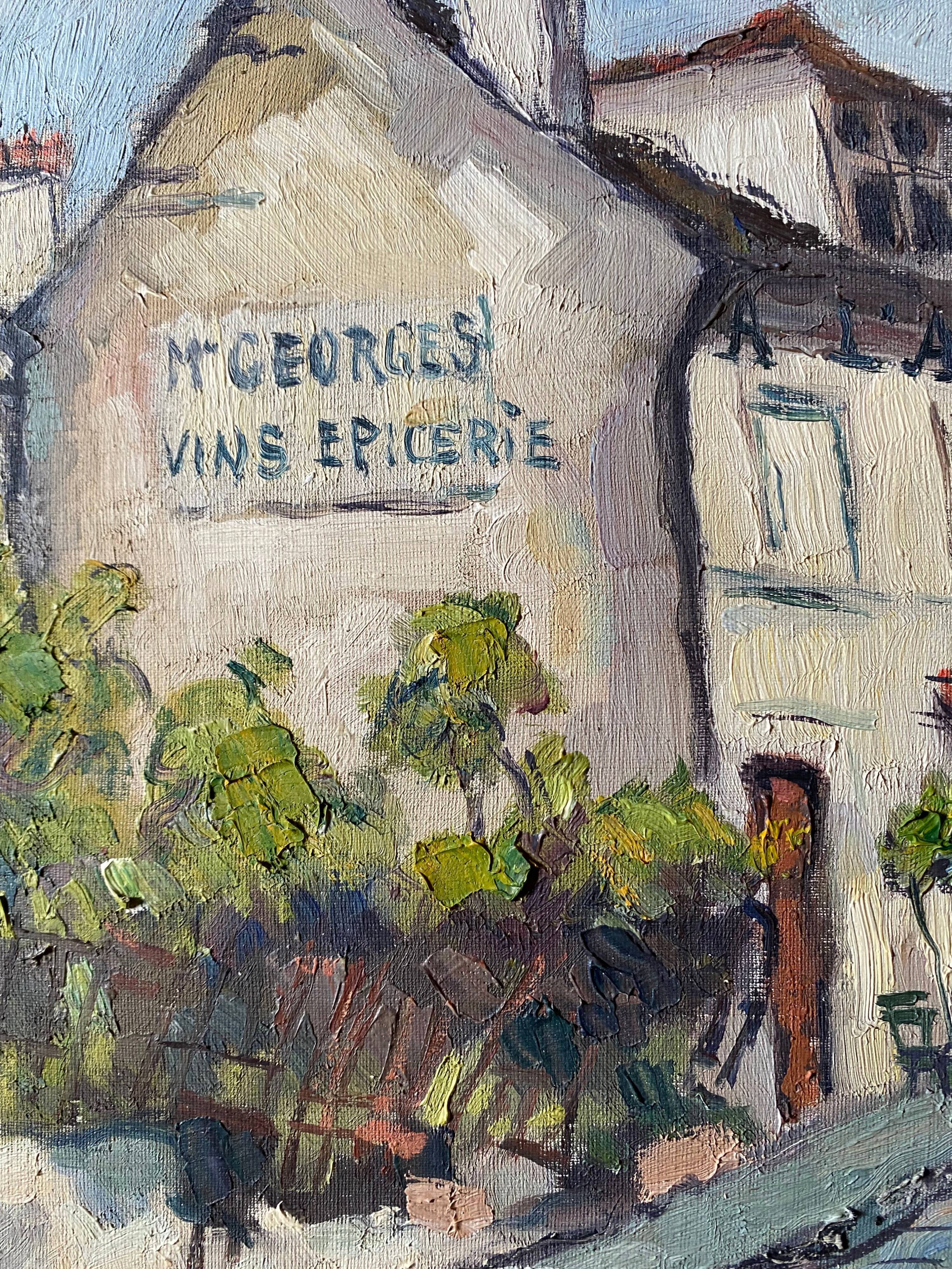 Table HST L'Abreuvoir café de Montmartre Paris 1950 signed C. Fontagne