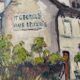 Tableau HST L'Abreuvoir café de Montmartre Paris 1950 signé C. Fontagne