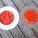 6 compartmentalized plates in red enamelled sandstone