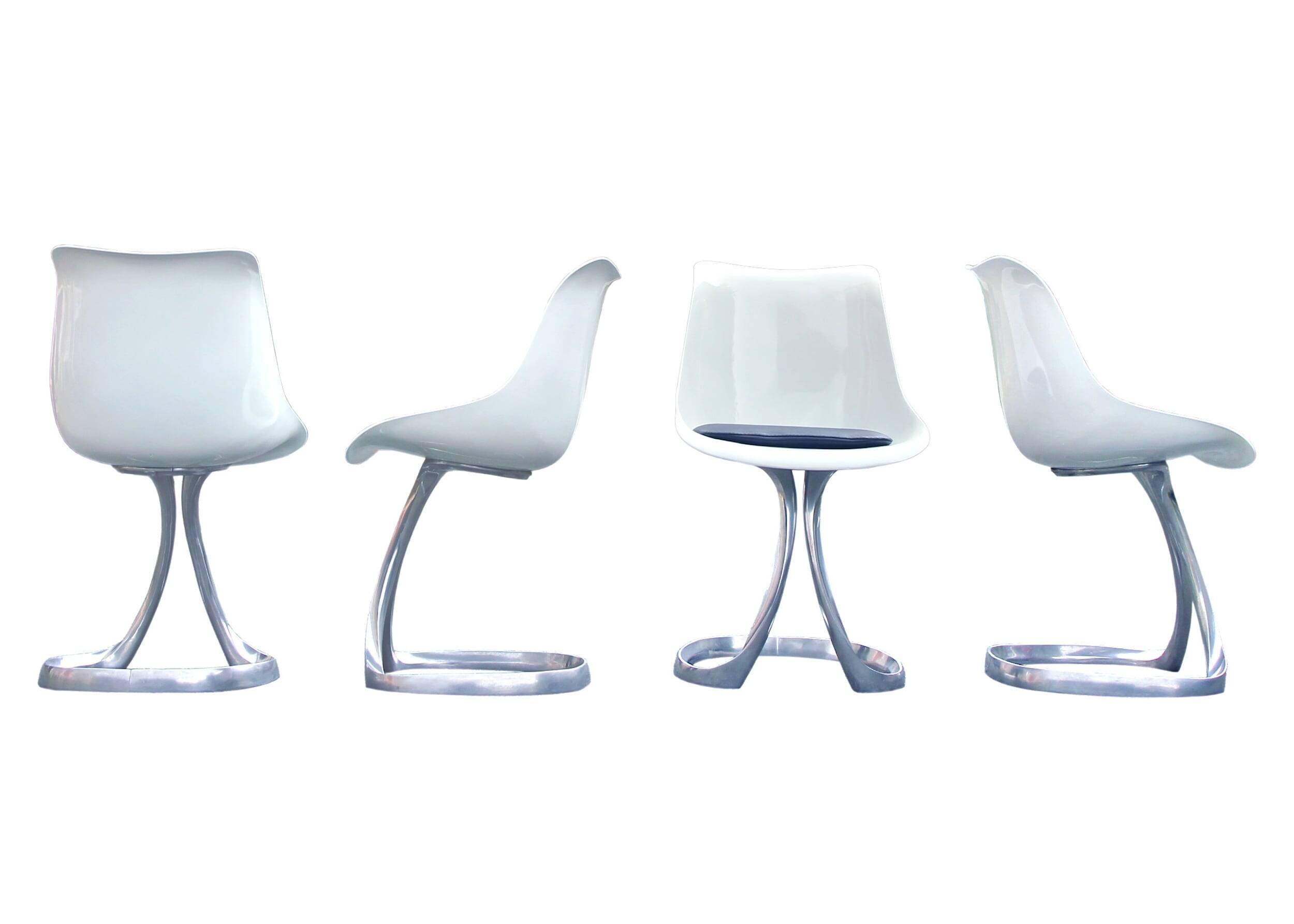 Set of 4 chairs by Michel Charron, organic design, 1970s