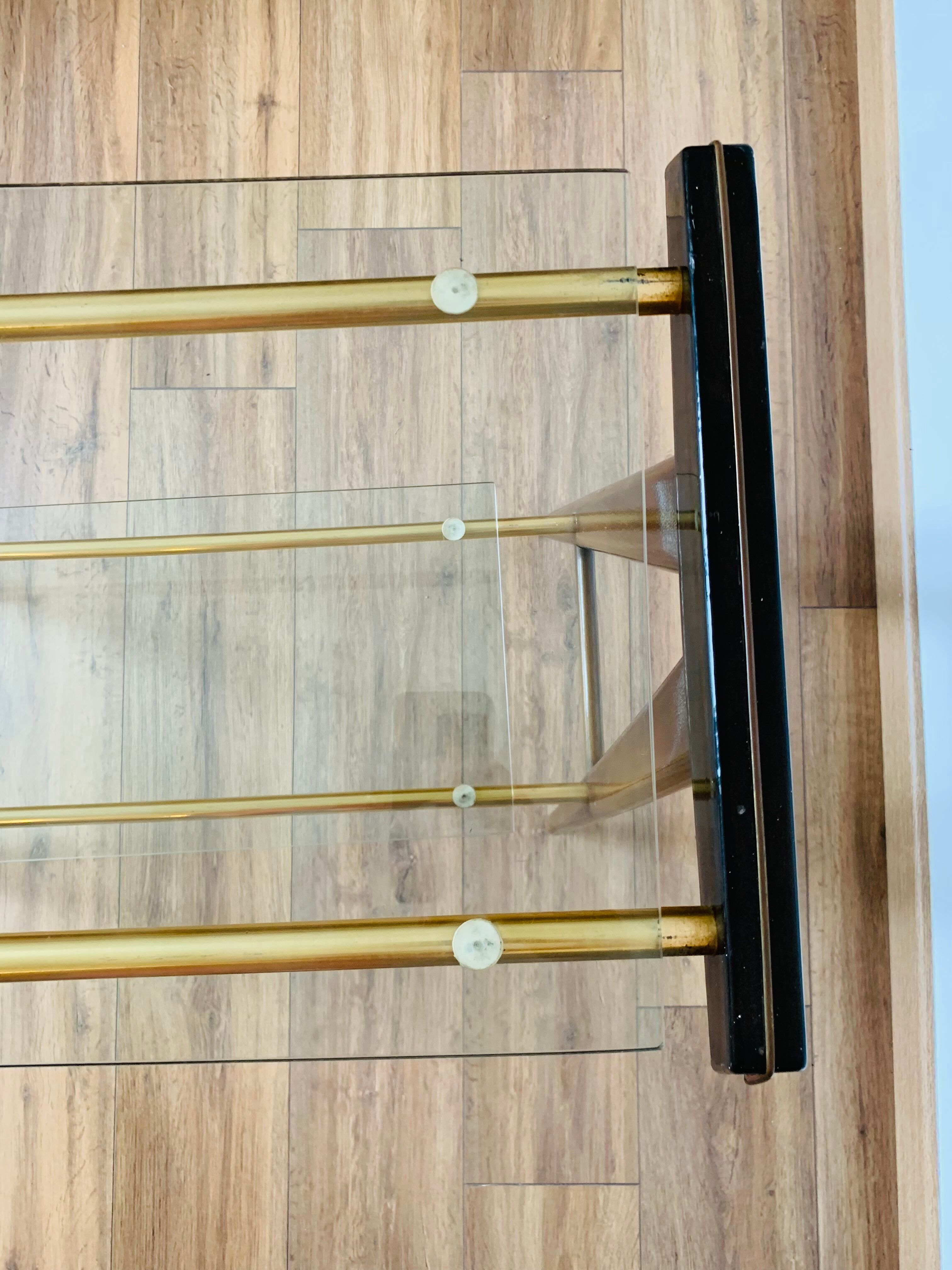 Vintage console in wood, glass and gold metal