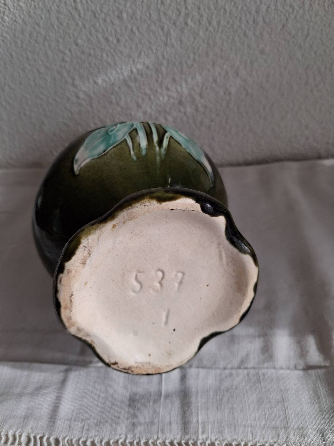 Art Nouveau pitcher in slipware