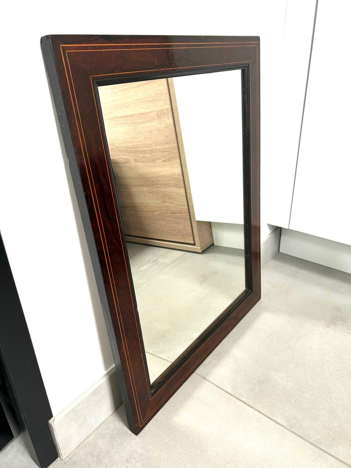 Art Deco rosewood and brass mirror