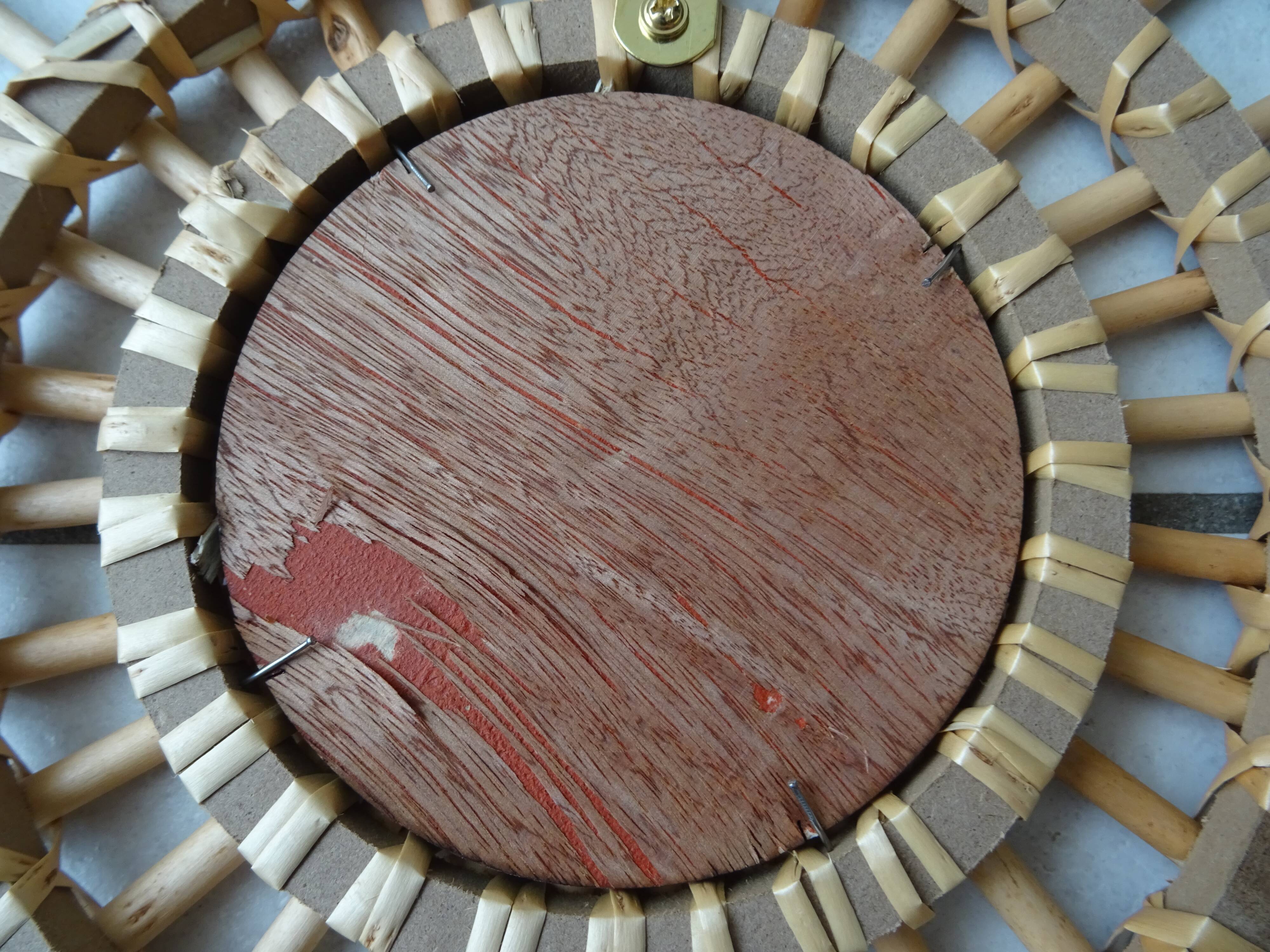 Vintage sun rattan mirror