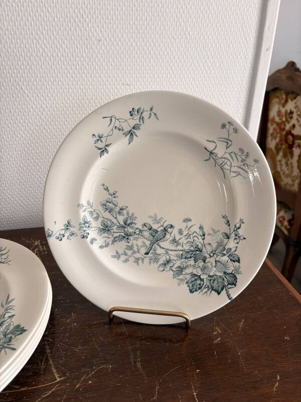 5 assiette plates en faïence de Longwy modèle Mignon