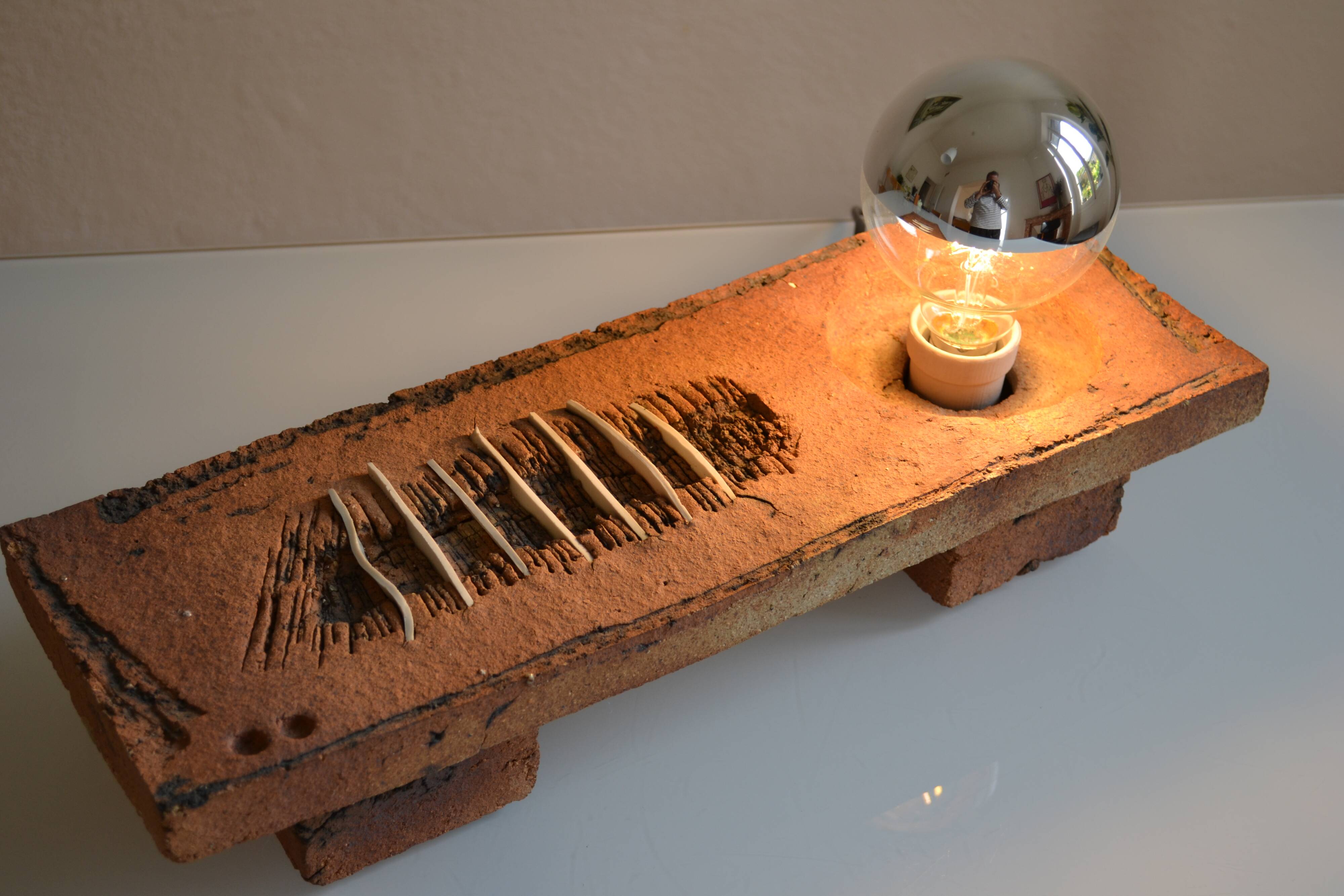 Vintage 1970s Brutalist Modernist Ceramic Table Lamp