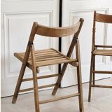 Pair of folding wooden chairs