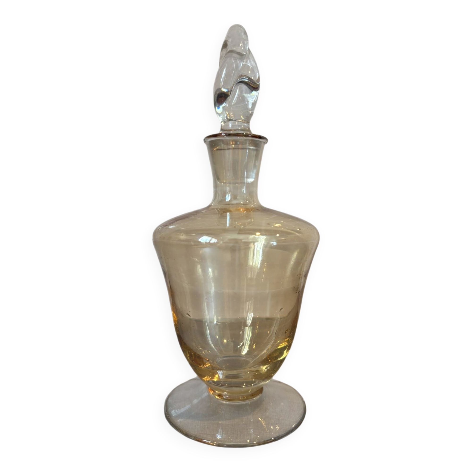 Vintage glass carafe with sculpted stopper