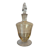 Carafe vintage en verre avec bouchon sculpté