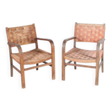 Paire de fauteuils en corde vintage