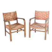 Paire de fauteuils en corde vintage