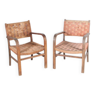 Paire de fauteuils en corde vintage