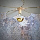 Suspension luminaire fleur XXL, 6 pétales en métal et lin