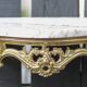 Console and its vintage mirror, brass and marble wall console, rococo style brass mirror