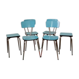 Blue formica chairs and stools