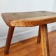 Pair of brutalist tripod stools in solid wood.