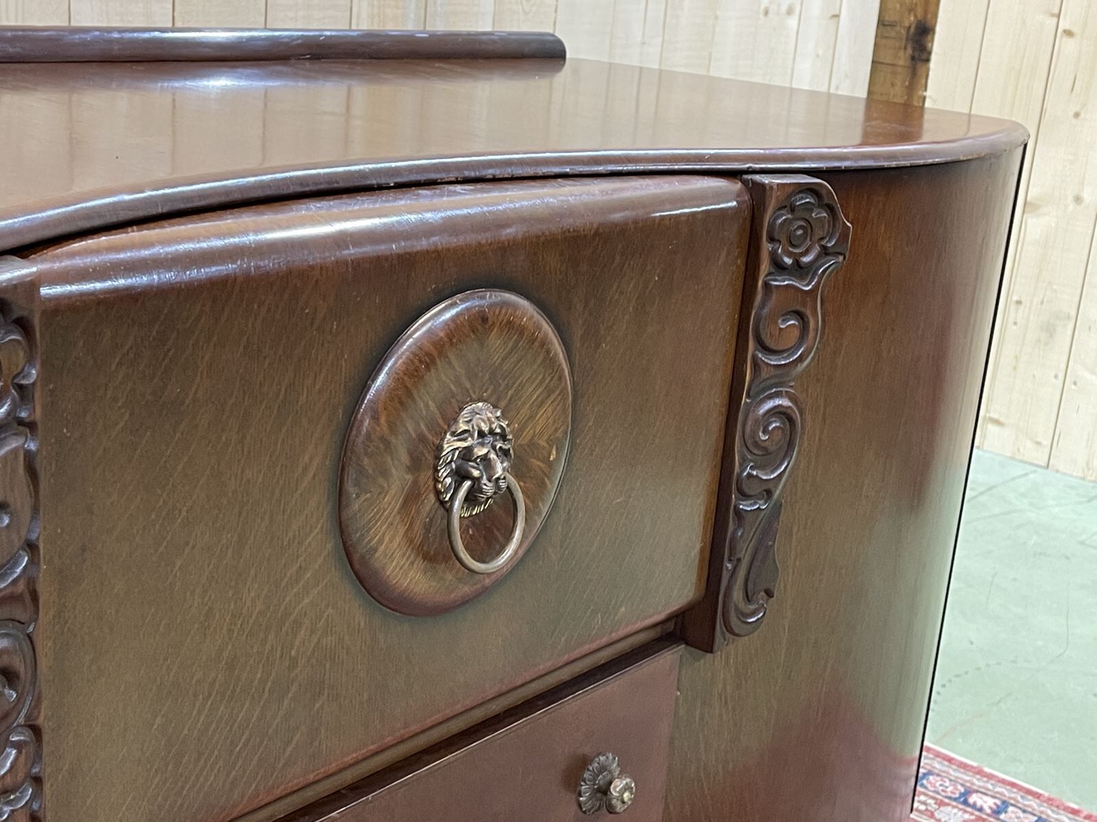 English art deco oak bar