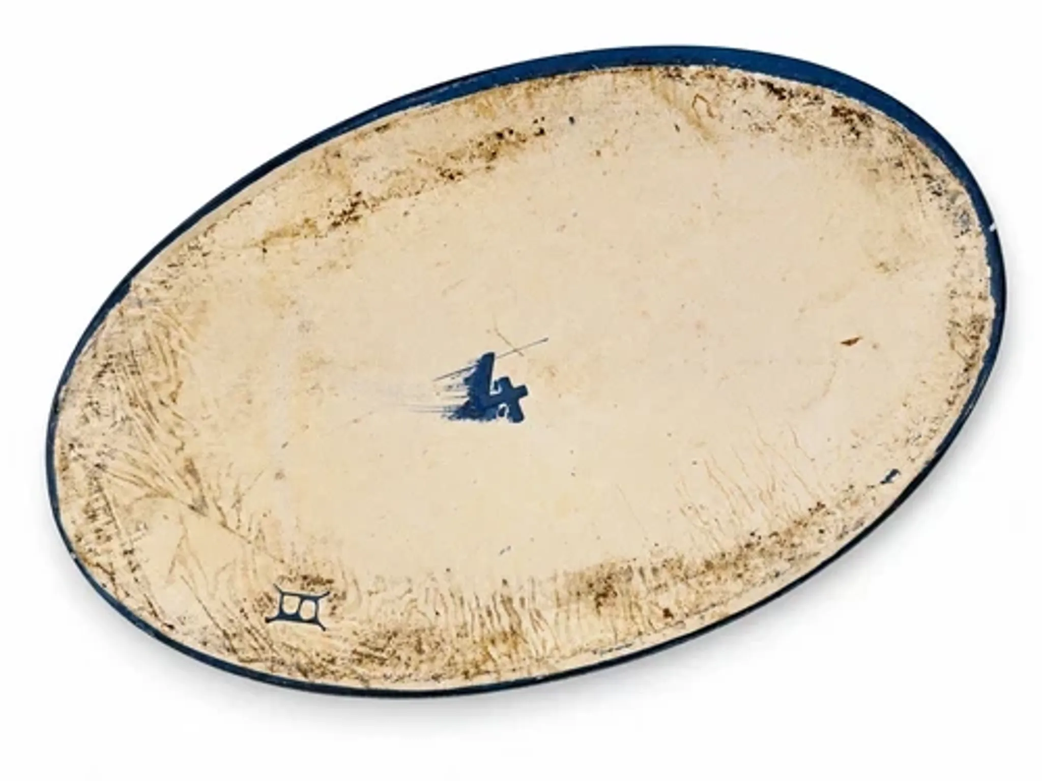 Terrine alsacienne ancienne à Baeckeoffe bleu fleurs avec couvercle 35 cm